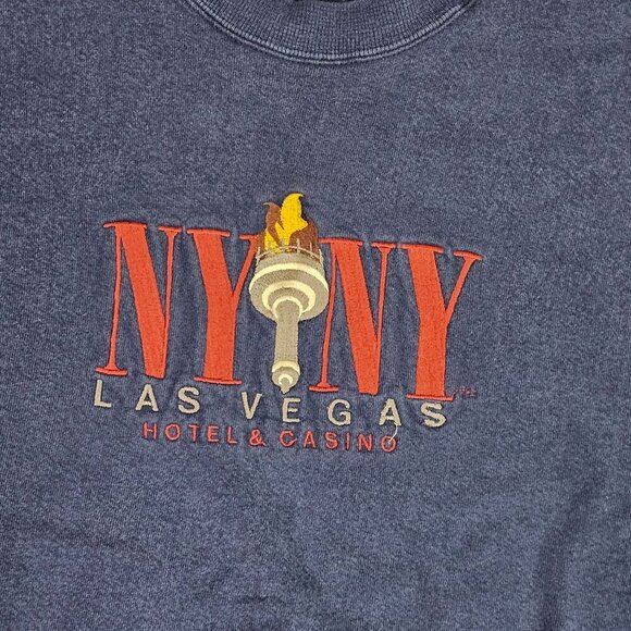 Vintage New York New York Las Vegas Hotel Casino Navy Sweatshirt Crewneck Large - Picture 2 of 6